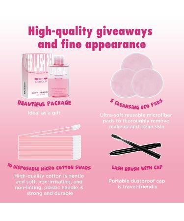 Lash Glue Remover for Lash Clusters - 150ML Adhesive Remover 3 Eco Cleansing Pads & Eyelash Brush - Gentle & Quick DIY Lash Extension Removal - Buy Online on GoSupps.com