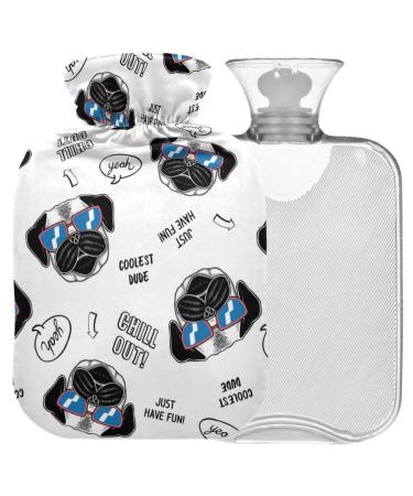 Naanle Funny Mops Dog Warm bottle Missing Transparent Warm Water bottle 1L heat bottle for bed Handfoots Warmer pain relief heat and cold therapy