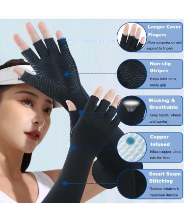 Buy Copper Long Arthritis Gloves - Compression Gloves for Pain Relief | Fingerless Extra Long Fit for Men & Women | Medium Size - Buy Online on GoSupps.com