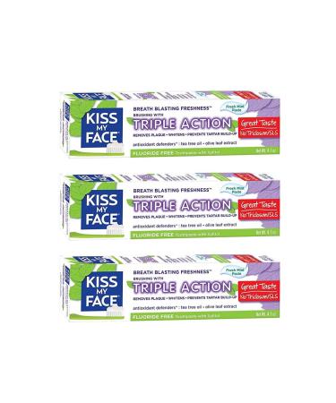 Kiss My Face No Fluoride Triple Action Toothpaste Paste 4.1 Ounces (3 Pack )
