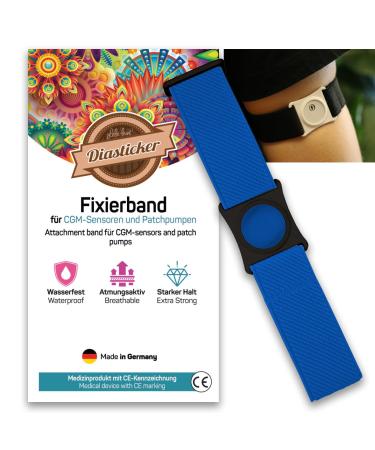 Diasticker |Freestyle Libre 3 - Fixing band |Flexible - waterproof - strong stop |Sensor protection fixation for freestyle Libre sensor |Halter: Black (Large: 35-45 cm Royal blue) L (35 - 45 cm) Royal blue
