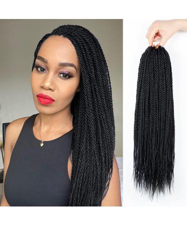 Senegalese Twist Crochet Hair - 8 Packs 18 Inch Crochet Hair For Black Women, 35 Strands/Pack Small Twist Crochet Braids Hair Hot Water Setting, Crochet Braiding Hair with Natural Ends(18 Inch, 1B) 18 Inch (Pack of 8) 1B