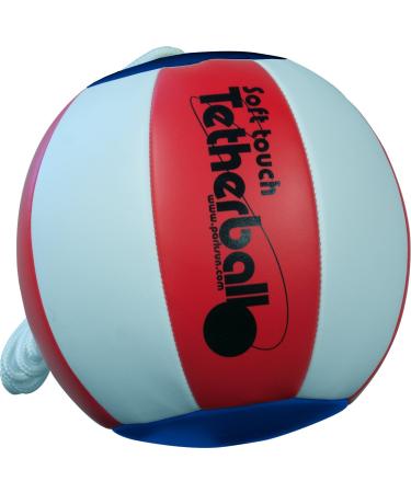 Park & Sun Sports Soft Touch Tetherball with 7' Nylon Cord and Clip Americana (Red/White/Blue)