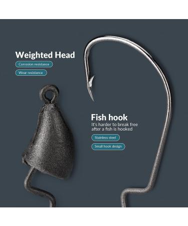 Thkfish Bullet Jig Heads Swimbait Hooks Bass Fishing Texas Rig Hooks - Saltwater/Freshwater Offset Weighted Hook Weedless - Black - 5g (0.16 oz) - 10pcs - Buy Online on GoSupps.com