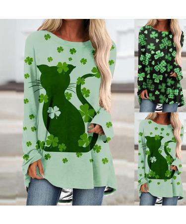 St. Patrick's Day Women's Printed Sweater Tunic - Long Sleeve Blouse for Casual Wear in Large Black - Buy Online on GoSupps.com