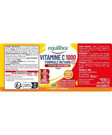 Equilibra Vitamine C 1000 mg Compl ment alimentaire Hautement Dos pour le Fonctionnement Normal du Syst me Immunitaire Lib ration progressive jusqu' 6 Heures Vegan Sans Gluten 90 Comprim s 90 unit (Lot de 1) - Buy Online on GoSupps.com