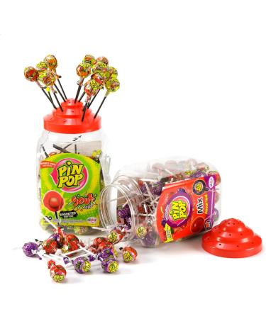 PIN POP Bubblegum Filled Center Lollipops (Gelatin Free) (Sour Mix) - Buy Online on GoSupps.com