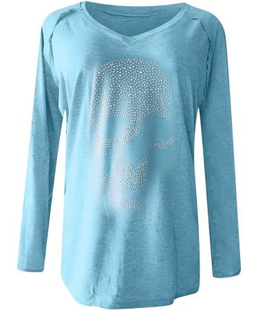 Women's Halloween V-Neck Shirt | Funny Pumpkin/Skeleton Print | Long Sleeve Casual Blouse - Buy Online on GoSupps.com