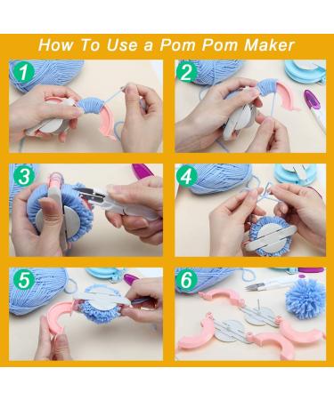 Zhaoyao Pom Pom Makers Set - 4 Sizes, DIY Fluff Ball Weaver with Cutter Scissors for Wool Yarn Knitting Craft - Buy Online on GoSupps.com