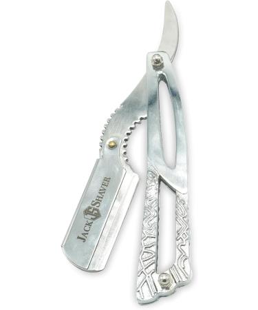 Jack Shaver Cut Throat Razor Kit Professional Barber Razor for Men Shavette With Leather Cover Premium Straight Edge Razor Quality Edge Moustache-Silver - Buy Online on GoSupps.com