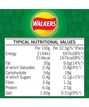 Walkers Salt & Vinegar Crisps 32x32.5g (Wholesale Box) Salted 32.5 g (Pack of 32) - Buy Online on GoSupps.com