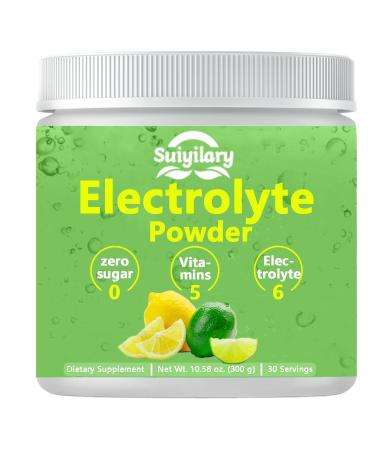 Electrolytes Powder No Sugar, Electrolyte Drink Mix, 5 Vitamins & 6 Electrolytes, Keto Friendly, Potassium & Salt, Sugar Free Hydration Powder, Lemon Flavour 300g