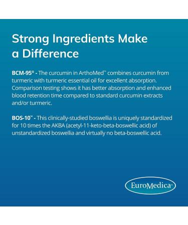 Euromedica ArthoMed - 60 Capsules - Joint & Spine Health Support with Boswellia, Curcumin & Devil's Claw - Promotes Cartilage Formation and Flexibility - 30 Servings - Buy Online on GoSupps.com