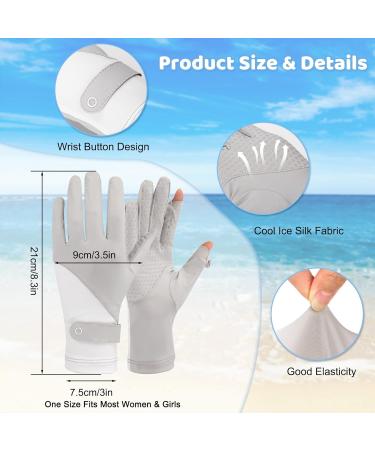 Newellsail Women's UV Sun Protection Full Finger Touchscreen Bicycle Gloves - Slipproof Summer Gloves for Outdoor Golf & Fishing (Gray White) - Buy Online on GoSupps.com