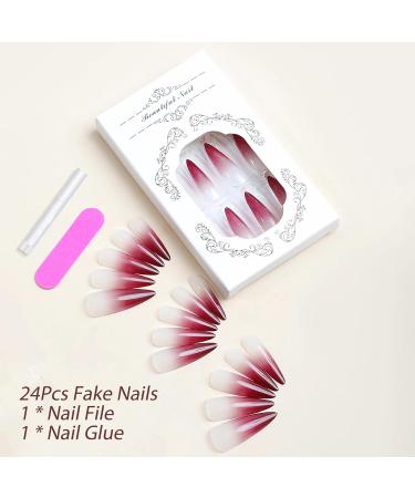 Buy BABALAL Long Stiletto Press on Nails - Red Gradient Acrylic Fake Nails | 24Pcs Goth Almond Manicure for Women & Girls - Buy Online on GoSupps.com