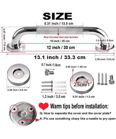 Grab Bars for Shower 2 Pack 12 Inch Anti Slip Shower Handles for Elderly Safety Shower Grab Bar Stainless Steel Handicap Grab Bars for Bathroom 12Inch - Buy Online on GoSupps.com