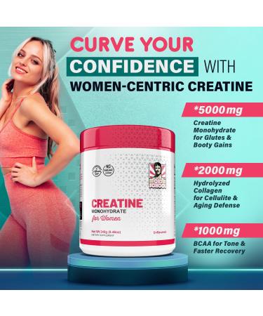 5g Creatine Monohydrate Powder for Women - Boost Booty Gains Collagen + BCAA 2:1:1 Lean Muscle Support Natural & Micronized - 240g Made in USA - Buy Online on GoSupps.com