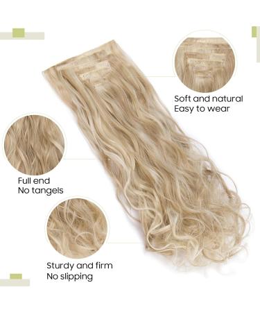 S-noilite 24 Inch Curly Sandy Blonde & Bleach Blonde Clip In Hair Extensions - 8pcs Full Head Set, 60 Color Options for Fashionable Choice - Buy Online on GoSupps.com