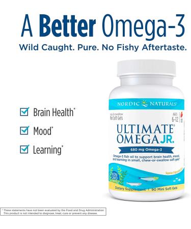 Nordic Naturals Ultimate Omega Junior - 680mg Strawberry Softgels | 90 Mini Gels - Buy Online on GoSupps.com