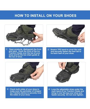 Unigear Ice Snow Grips with 18 Spikes - Black X-Large | Ideal for Walking, Jogging, Climbing and Hiking - Buy Online on GoSupps.com