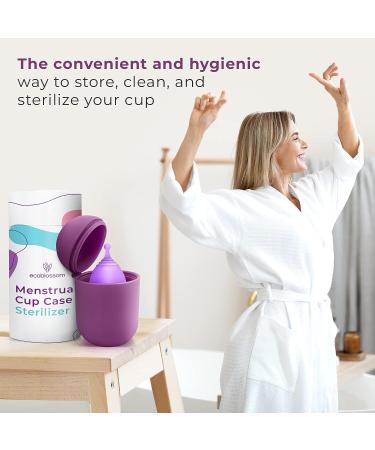 Reusable Silicone Menstrual Cup Case & Sterilizer - EcoBlossom Portable Cleaner & Microwave Steamer - Purple - Buy Online on GoSupps.com