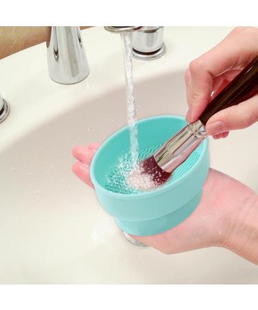 3 in 1 Makeup Brush Cleaner Bowl - Silicone Mat for Easy Cleaning Drying & Storage - Mint Green | Perfect for Makeup Lovers - Buy Online on GoSupps.com