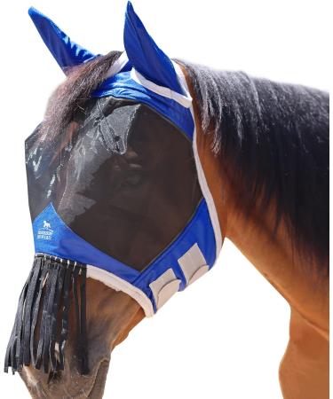 Harrison Howard Caremaster Horse Fly Mask with Ears & Nose Fringes - Signature Blue | Ultimate Fly Protection for Horses - Buy Online on GoSupps.com