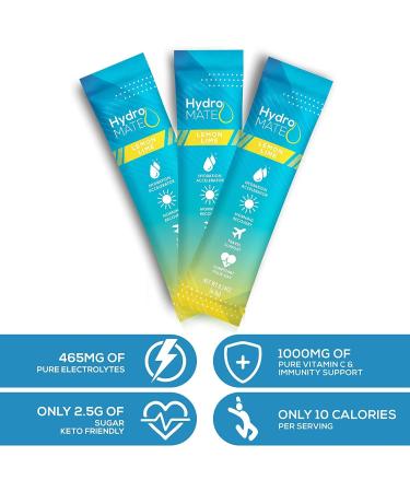HydroMATE - Hydration Packets with Electrolyte Powder Low Sugar - Lemon Lime - 16 Count - Buy Online on GoSupps.com