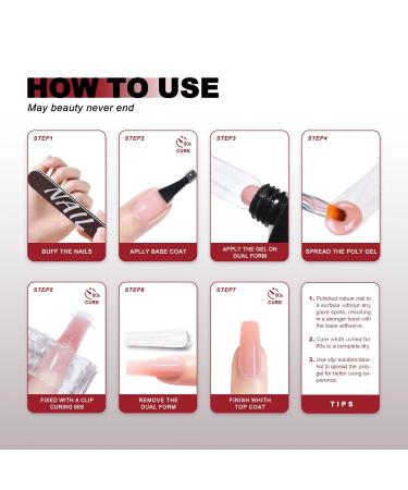 Dual Nail Forms Set - 100 Coffin-B Shaped Polygel Extensions with Clips Brushes and Files for Salon & DIY Nail Art - Buy Online on GoSupps.com