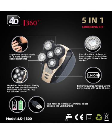 Phailincos 5-in-1 Men's Shaver Razor & Hair Clipper - 4D Whole Body Wash - International Shipping Available - Buy Online on GoSupps.com