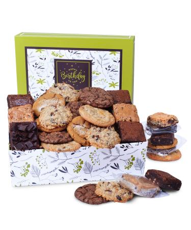 Broadway Basketeers Happy Birthday Gift Baskets for Prime Delivery Gourmet Cookie Gifts Box with Brownies, Individually Wrapped Edible Care Package for Men, Women, Husband, Wife, Mom, Dad, Families Happy Birthday 22 Pieces
