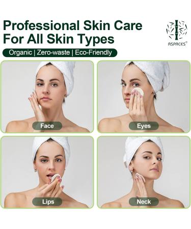 ASPACES Reusable Makeup Remover Pads - 20 Packs Natural Bamboo Cotton Rounds Eco-Friendly for All Skin Types with Cotton Laundry Bag White - Buy Online on GoSupps.com