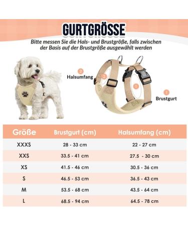 Slowton No-Pull Dog Harness for Small & Medium Dogs - Soft Padded Breathable Beige | International Shipping Available - Buy Online on GoSupps.com