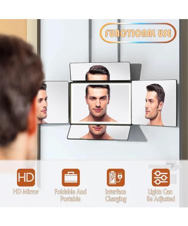 Upgraded 5 Way Mirror with LED Lights - Height Adjustable Trifold Mirror for Hair Cutting and Makeup - Includes 10X Magnification Mirror - Buy Online on GoSupps.com