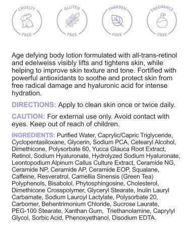 Retinol Body Lotion 7 Fl Oz - Smooth, Tighten, and Rejuvenate Skin - Buy Online on GoSupps.com