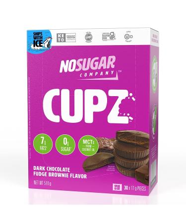No Sugar Keto Cups - Dark Chocolate Fudge Brownie, Low Carb (1g), Sugar Free (0g) Keto Fat Bomb Snacks with 7g Healthy Fat - Gluten Free, All Natural, Non-GMO (30 cups) 0.6 Ounce (Pack of 30)