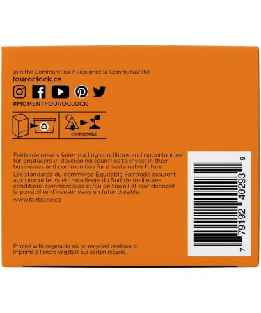 Four O'Clock Organic Fairtrade Black Tea Masala Chai Non-Gmo Kosher Gluten-Free 15 Count Pyramid 45g - Buy Online on GoSupps.com