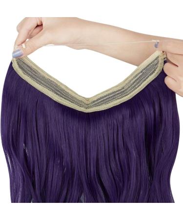 OMGREAT Halo Hair Extensions 18 Inch Curly Wavy Invisible Wire Deep Purple - 4.2 Oz | Women's Secret Crown Hairpiece - Buy Online on GoSupps.com