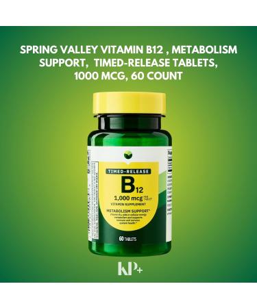 KP+ Vitamin B12 1 000 mcg Timed-Release | Metabolism Support | Vitamin Supplement | 60 Tablets | Pack of 1 - Buy Online on GoSupps.com