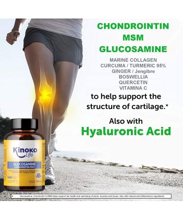 Kinoko Life Glucosamine & Chondroitin - 240 Capsules with MSM Marine Collagen Turmeric & More for Joint Health - Buy Online on GoSupps.com
