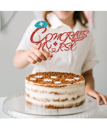 Congrats Nurse Cake Topper Red Glitter Nursing Graduation Cake Pick with Nurse Cap for 2024 Medical School Nursing Day Nurses Day Graduated Party Cake Decorations - Buy Online on GoSupps.com