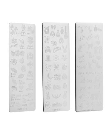 Frcolor 3 piece Easter nail art stamp plate Easter rabbits egg nail art templates nail design image plate for diy-print manicure salon