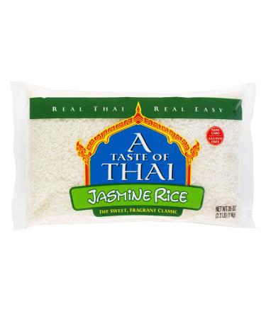 A Taste of Thai Jasmine Rice - 35oz Bag Pack of 4 Fragrant Rice | Family Size | Stove Top or Microwaveable | Use for Side Dishes & Desserts | Gluten-free | No Preservatives | No Trans Fats Jasmine 35 Ounce Bag