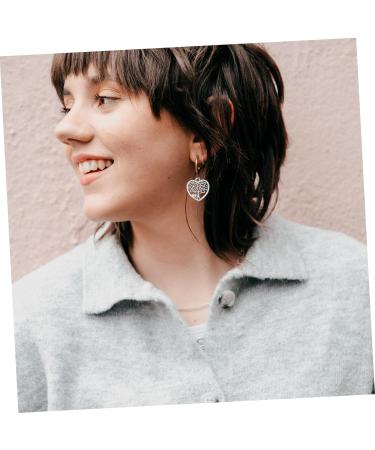 50pcs Pendant Jewel Earrings Heart Earring Retro Charms Alloy Hanging Ornaments Key Chain Hollow Out 1.8X1.7cm Silver - Buy Online on GoSupps.com