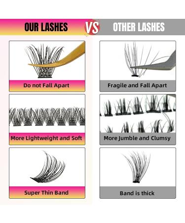 Lash Clusters - 72 Pcs D Curl Eyelash Extensions | Wispy Individual Clusters 10-16mm for DIY Makeup | Thin Band by Sweetheart - Buy Online on GoSupps.com
