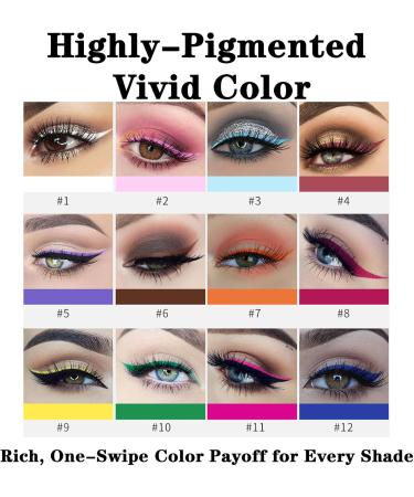 HISUNBEN Matte Liquid Eyeliner Neon Rainbow Colorful Eyeliner Pencil Waterproof Long Lasting Smudgeproof Eye Liners Makeup Gift For Women UV Yellow - Buy Online on GoSupps.com