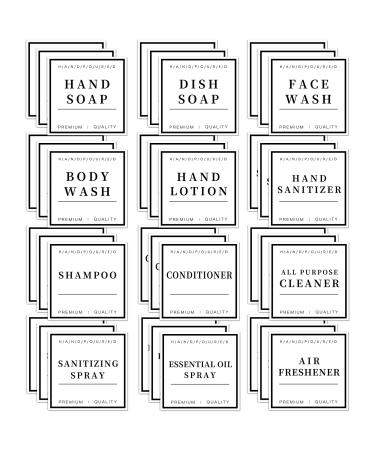36 PCS Waterproof Labels for Bottles  Bathroom Hand Soap Dispenser Label Stickers  Removable Cleaning Labels for Soap  Lotion  Shampoo and Conditioner (3 x 3 Inch)