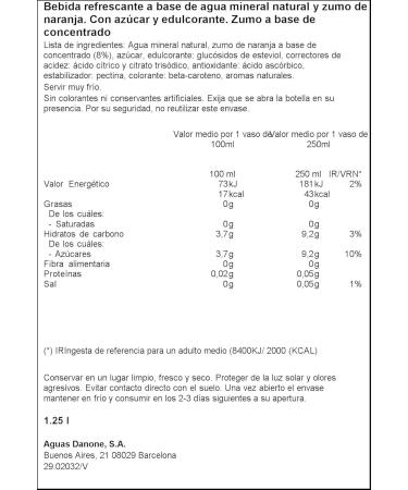Font Vella Natural mineral water with orange juice 1.25 l - Buy Online on GoSupps.com
