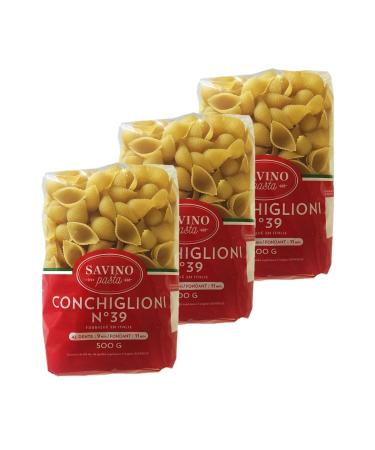 Savino Pasta Set of 3 Conchiglioni Pasta No. 39 Savino Pasta 500 g Pack
