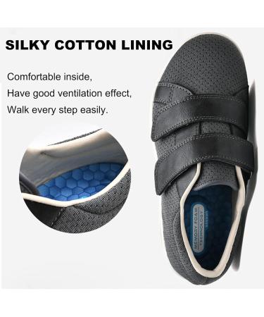 QDCZDQ Men's Adjustable Wide-Width Diabetic Edema Walking Shoes - Air Cushioned for Elderly Swollen Feet - Light Gray - Size 5 US - Buy Online on GoSupps.com
